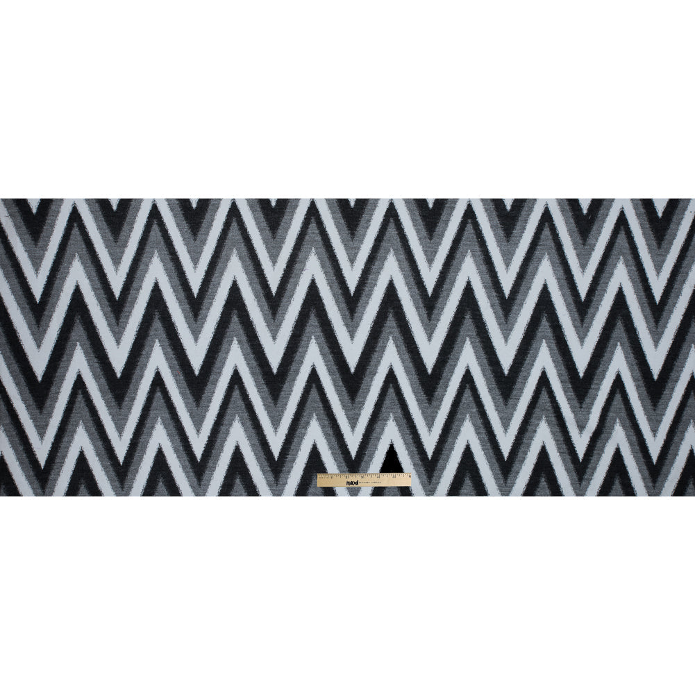 Italian Black, Gray and White Zig Zag Brushed Woven