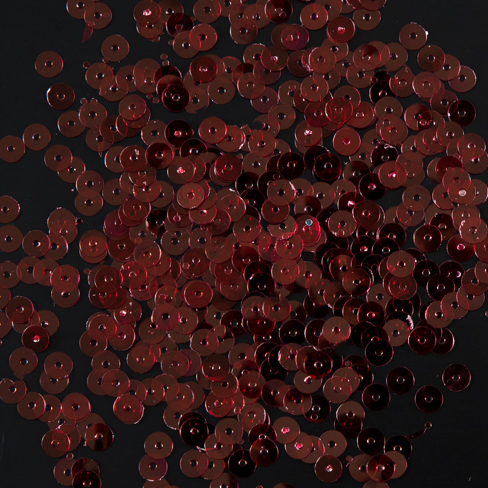 Bag of Red Transparent Bright Loose Sequins - 5mm