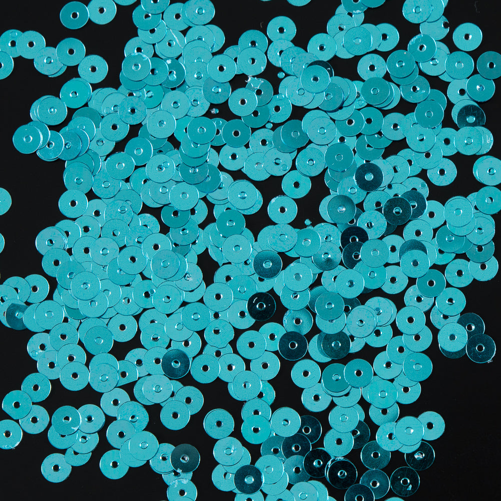Bag of Turquoise Color Loose Sequins with Silver Back - 5mm
