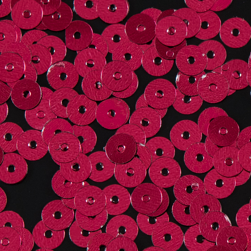 Bag of Ruby Color Loose Sequins with Silver Back - 5mm