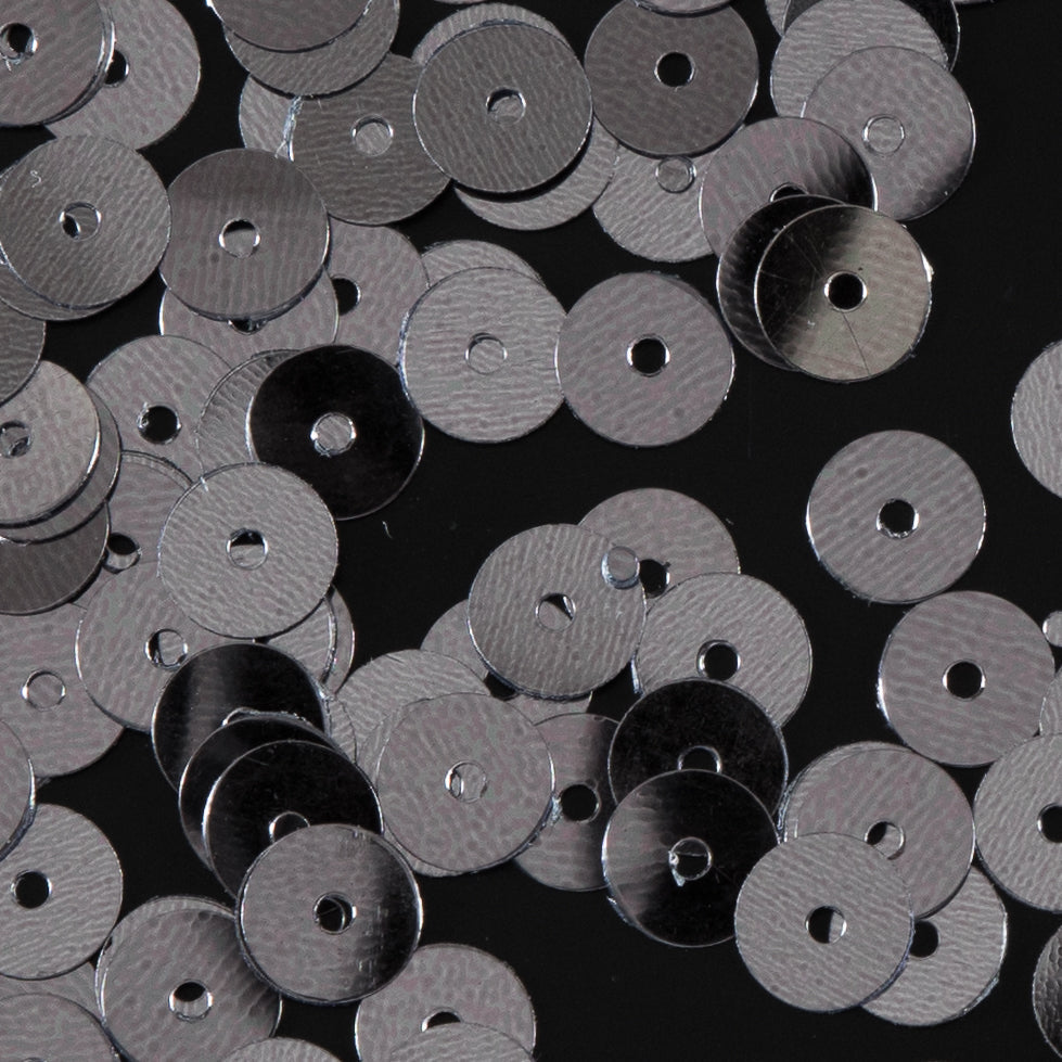 Bag of Silver Color Loose Sequins with Silver Back - 6mm