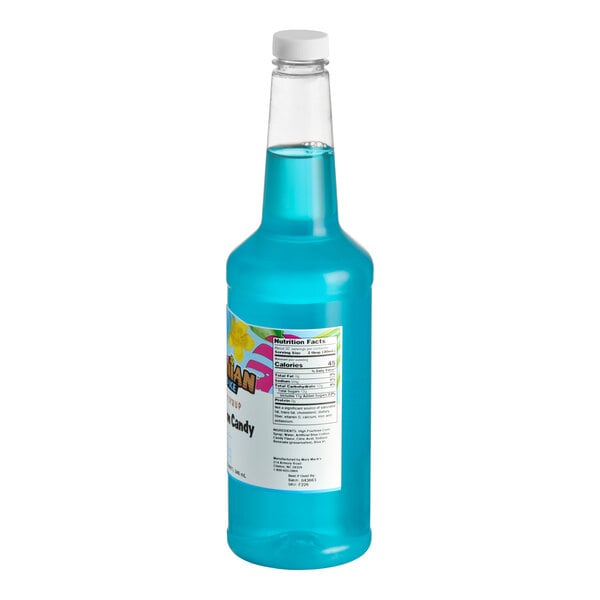 Hawaiian Shaved Ice Blue Cotton Candy Snow Cone Syrup 32 fl. oz. - 12/Case