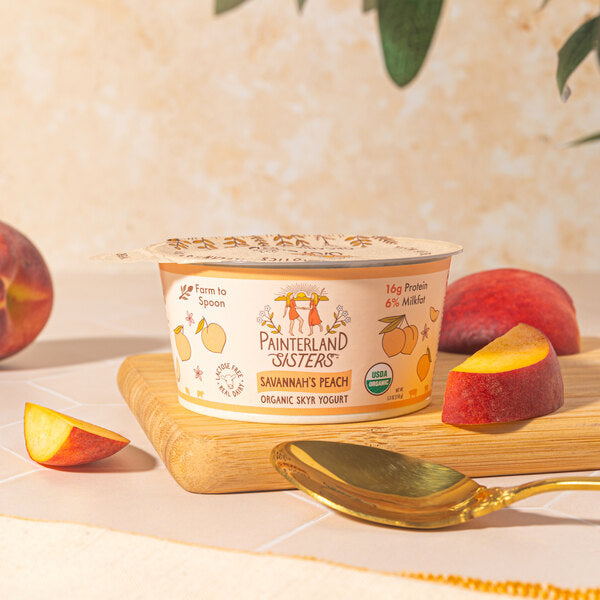 Painterland Sisters Savannah's Peach Organic Skyr Yogurt Cup 5.3 oz. - 8/Pack