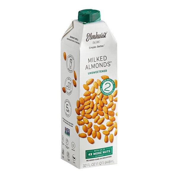 Elmhurst 32 fl. oz. Unsweetened Milked Almonds - 6/Case