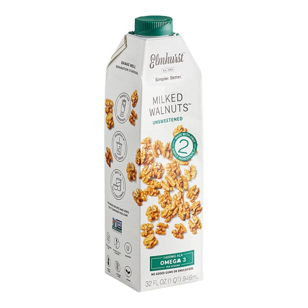 Elmhurst 32 fl. oz. Unsweetened Milked Walnuts - 6/Case