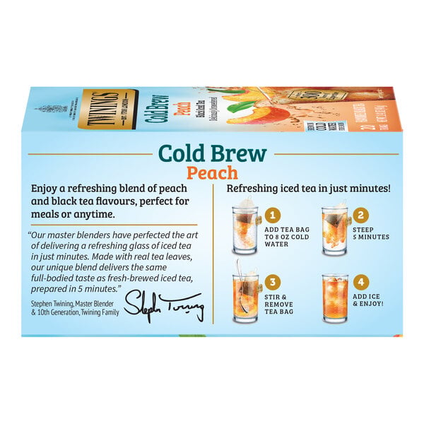 Twinings Peach Cold Brewed Iced Tea Bags - 120/Case