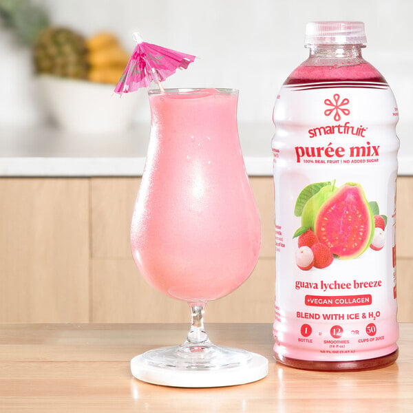 Smartfruit Guava Lychee Breeze 100% Fruit Puree Beverage Mix 48 fl. oz. - 6/Case