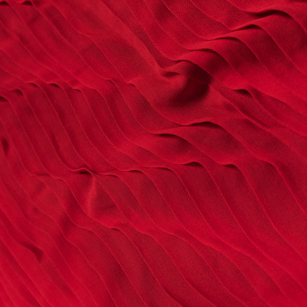 Accordion Pleated Chiffon - Tomato Red - Etereo Collection
