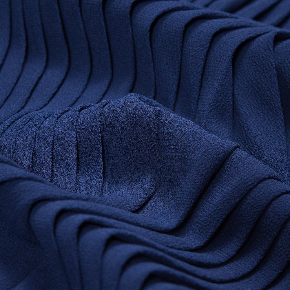 Accordion Pleated Chiffon - Blue Print - Etereo Collection