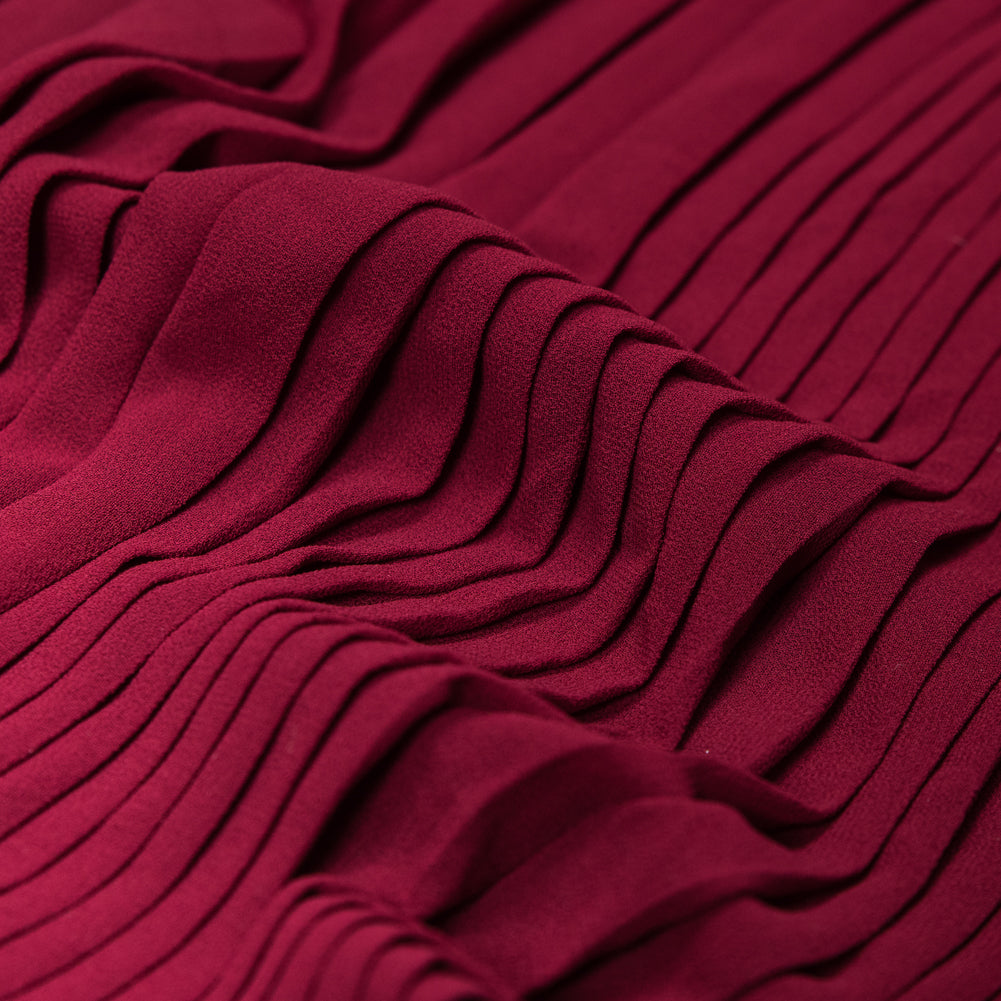 Accordion Pleated Chiffon - Rhododendron Red - Etereo Collection