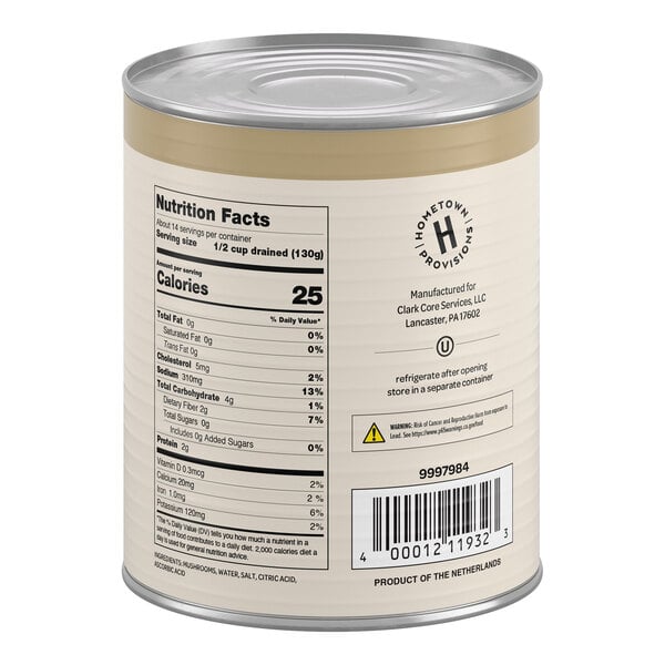 Hometown Provisions #10 Can Sliced Mushrooms - 6/Case