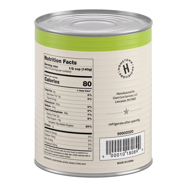 Hometown Provisions #10 Can Diced Pears in Light Syrup - 6/Case