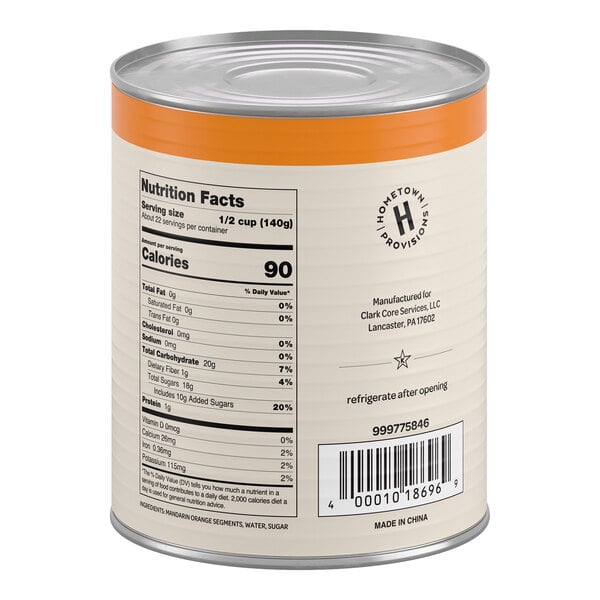 Hometown Provisions #10 Can Whole Mandarin Orange Segments in Light Syrup - 6/Case