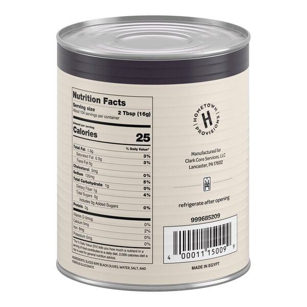 Hometown Provisions Sliced Black Olives 6 lb. 10 oz. (3 lb. 7 oz. Dr. Wt.) #10 Can - 6/Case