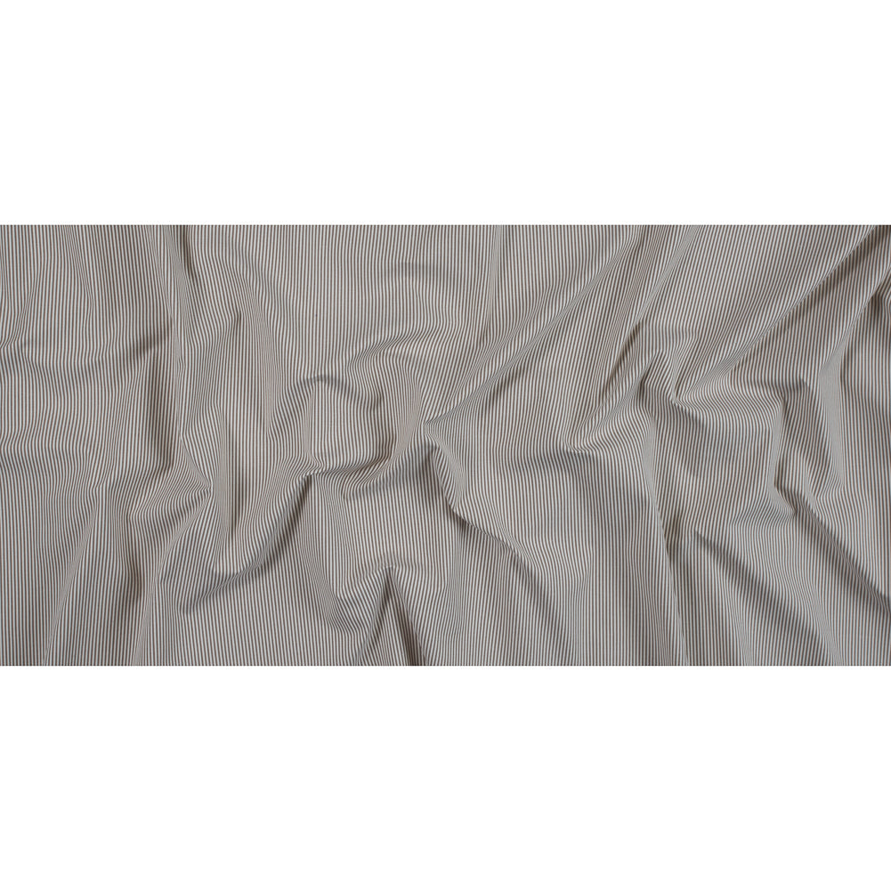 Brownie and White Candy Striped Stretch Cotton Woven