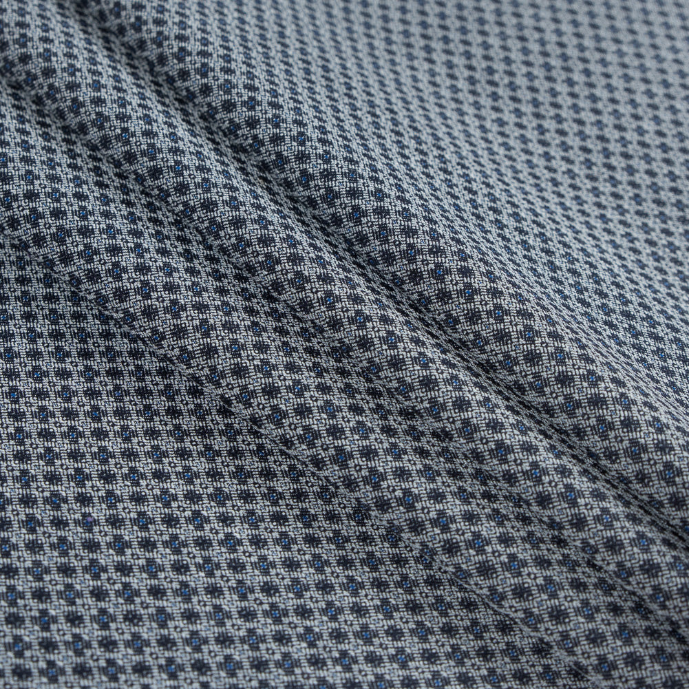 Paloma Geometric Stretch Cotton Woven with True Blue Accents