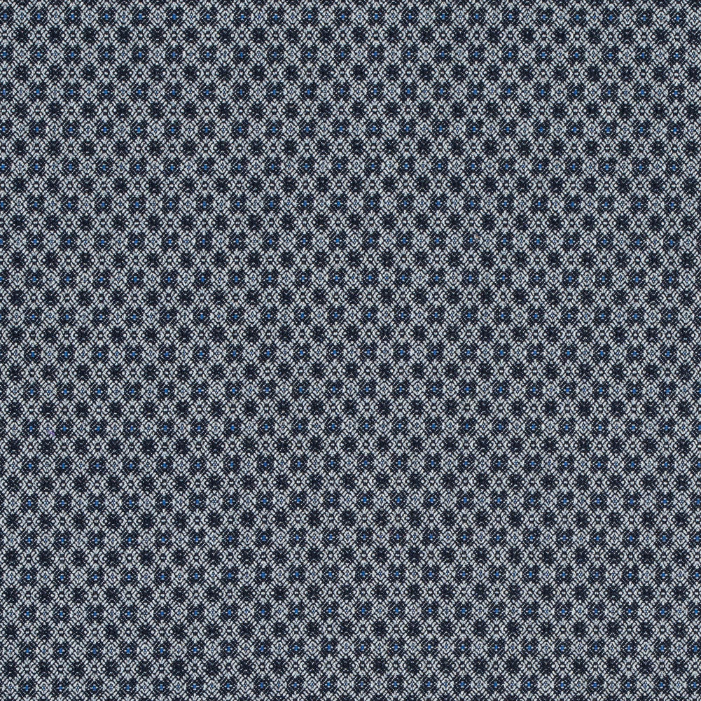 Paloma Geometric Stretch Cotton Woven with True Blue Accents