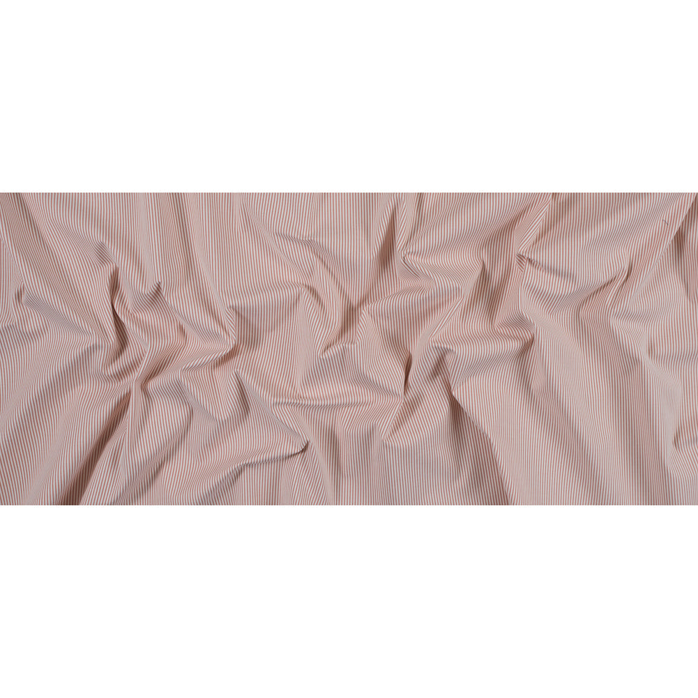 Salmon and White Candy Striped Stretch Cotton Woven
