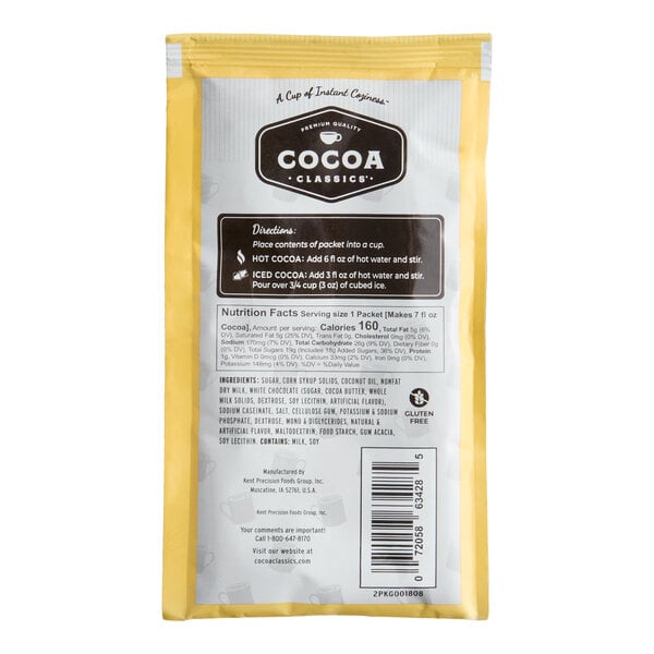 Cocoa Classics Arctic White Chocolate Cocoa Mix Packet 1.25 oz. - 72/Case