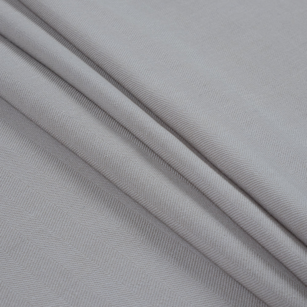Armani Silver Cloud Herringbone Stretch Wool Woven