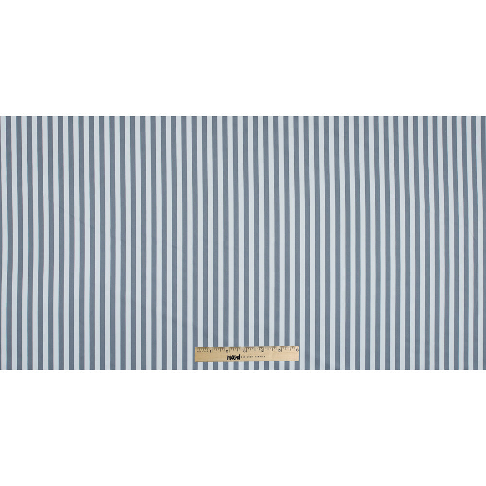 Wild Dove and White Bengal Striped Polyester Twill with Give