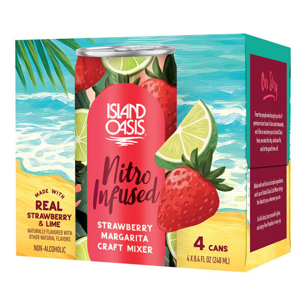 Island Oasis Nitro Infused Strawberry Margarita Craft Mixer 8.4 oz. - 24/Case