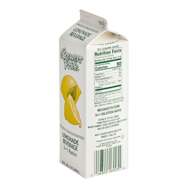 Growers' Pride Lemonade 3:1 Concentrate 32 fl. oz. - 12/Case
