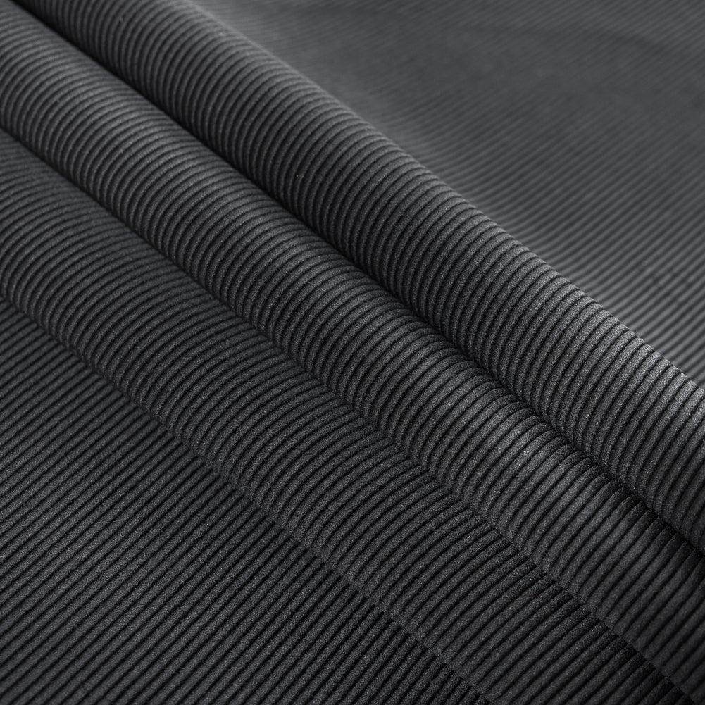 Black Luminous Polyester Ottoman