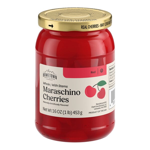 Hometown Provisions Maraschino Cherries with Stems 16 oz. - 12/Case