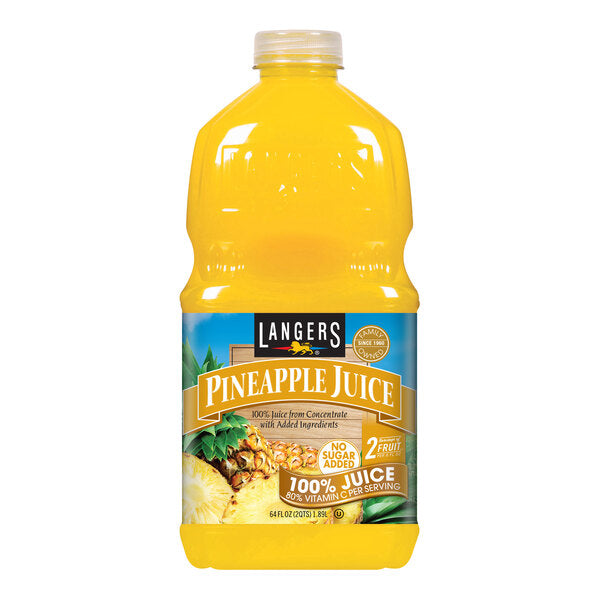 Langers Pineapple Juice 64 fl. oz. - 8/Case