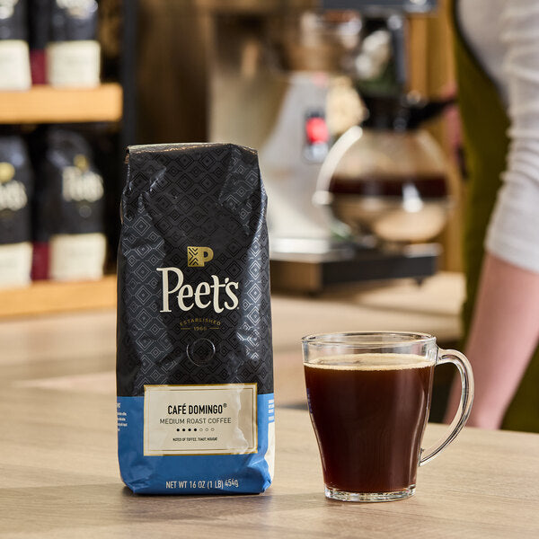 Peet's Coffee Cafe Domingo Whole Bean Coffee 1 lb. - 20/Case