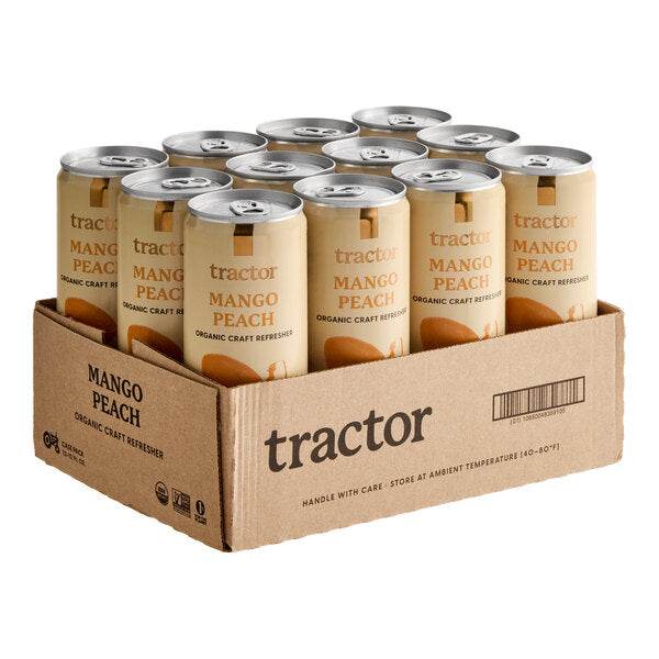 Tractor Beverage Co. Organic Mango Peach Beverage 12 fl. oz. Can - 12/Case