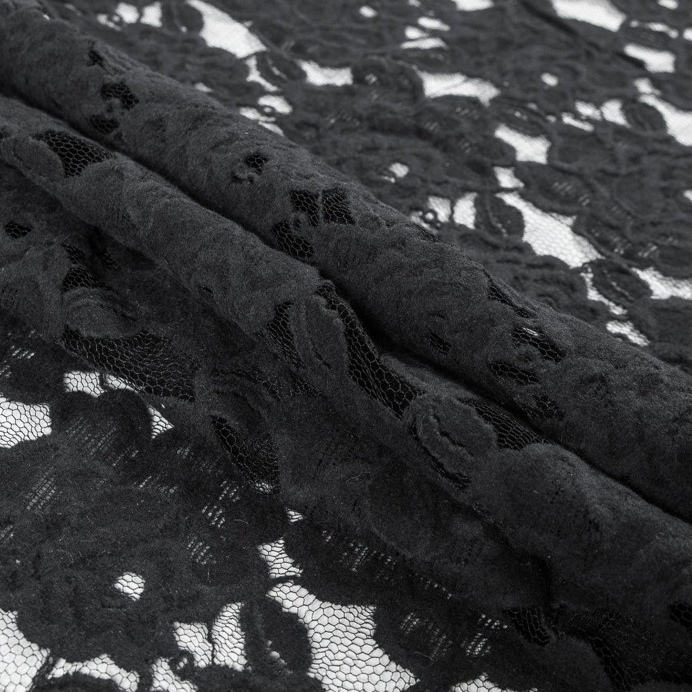 Jay Godfrey Black Floral Flocked Lace