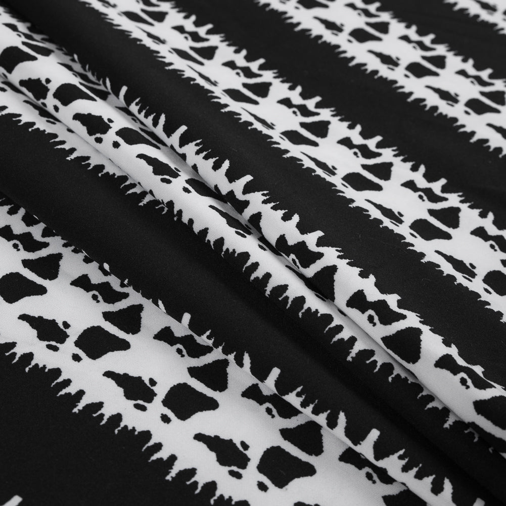 Black and White Abstract Awning Stripes on a Stretch Double Knit