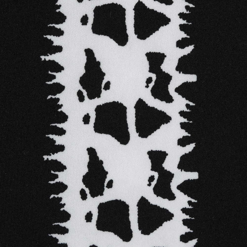 Black and White Abstract Awning Stripes on a Stretch Double Knit