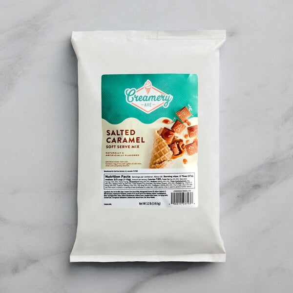 Creamery Ave. Salted Caramel Soft Serve Mix 3.2 lb. - 6/Case