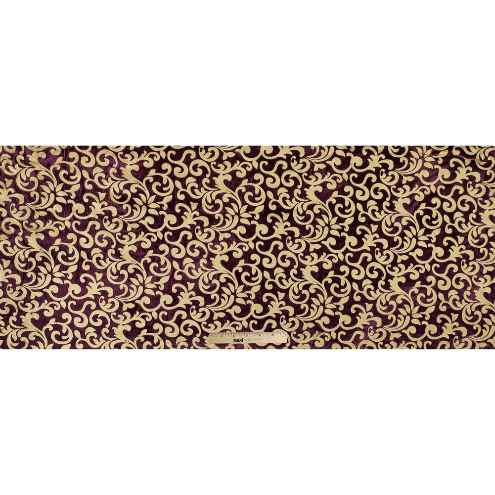 Royal Purple Velvet with Royal Gold Foil Foliage Design