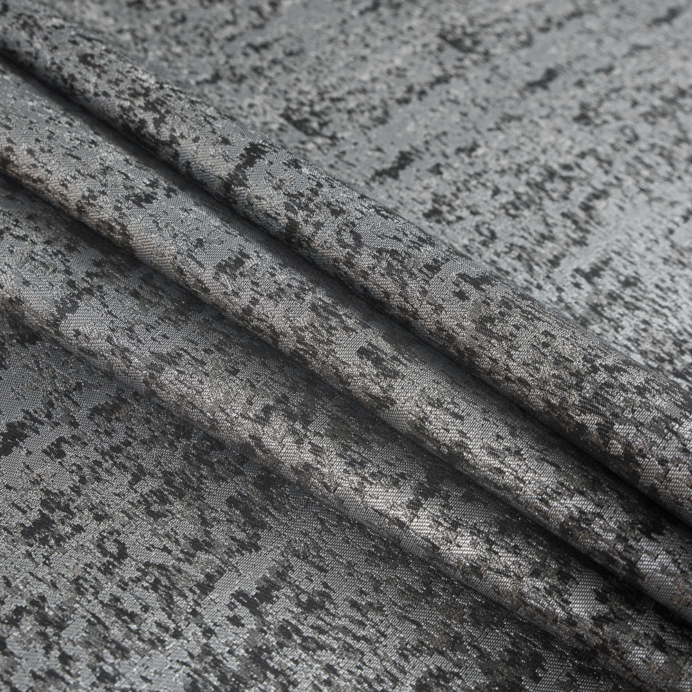 Metallic Silver and Moonbeam Abstract Brocade