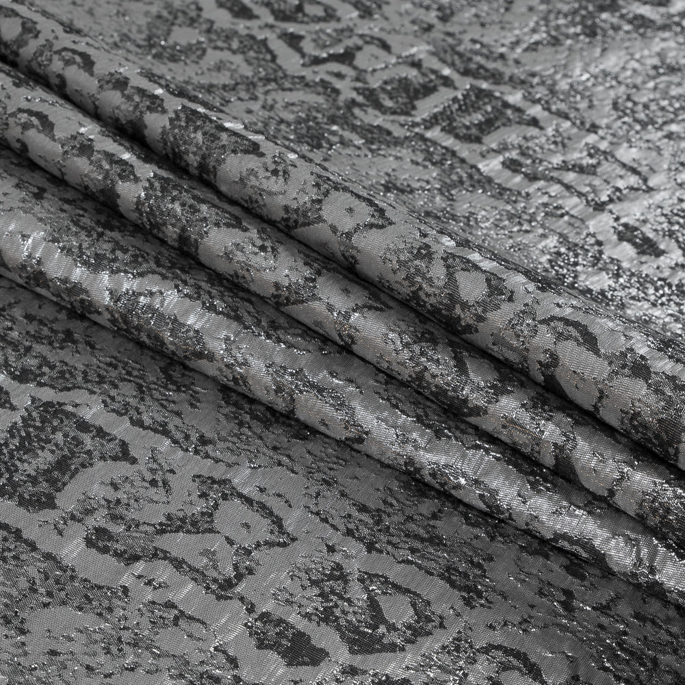Metallic Silver Abstract Brocade
