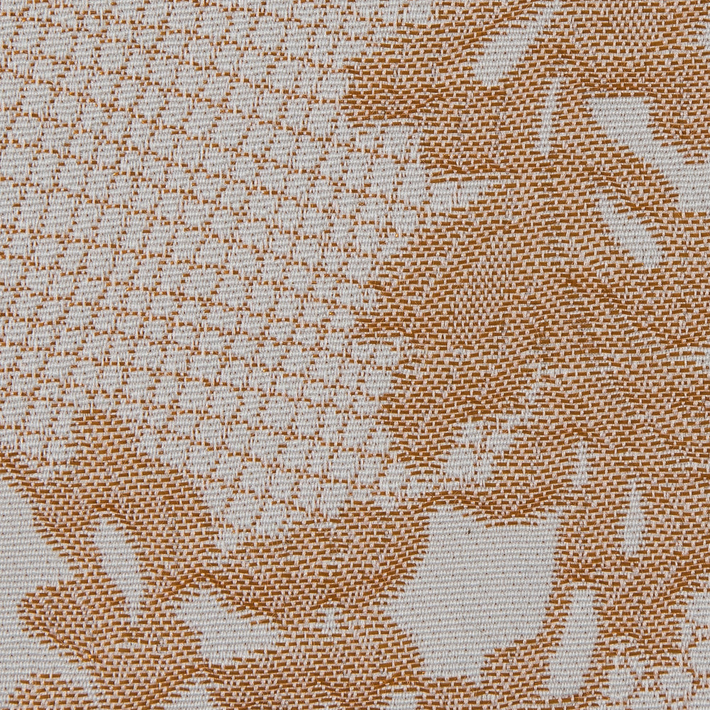 Metallic Butterscotch and White Lacey Floral Brocade
