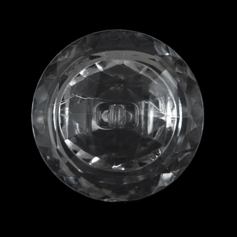 Clear Faceted Plastic Shank Back Button - 45L/29mm