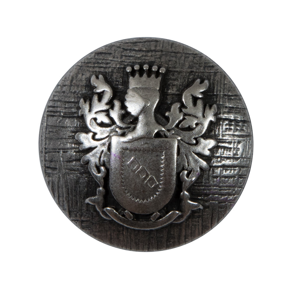 Silver Coat of Arms Crest Metal Shank Back Button - 44L/28mm