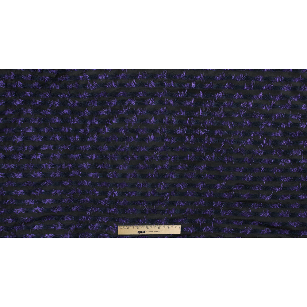 Meadow Violet and Black Striped Peek-a-Boo Polyester Woven