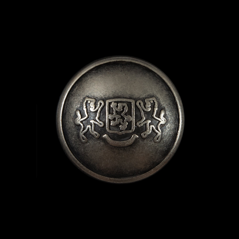 Silver Double Lion Crest Metal Button - 36L/23mm