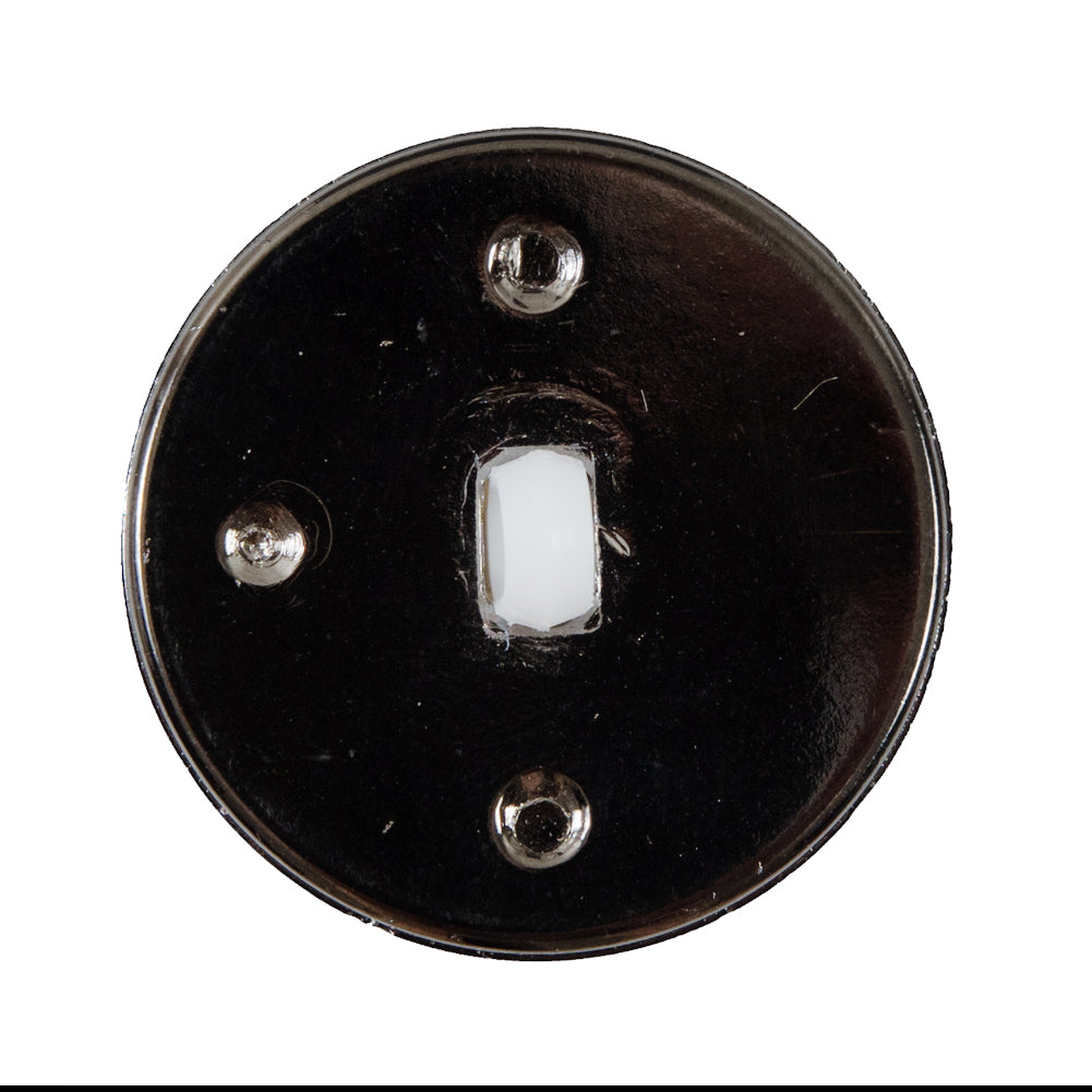 White and Gunmetal Plastic Shank-Back Button - 50L/32mm
