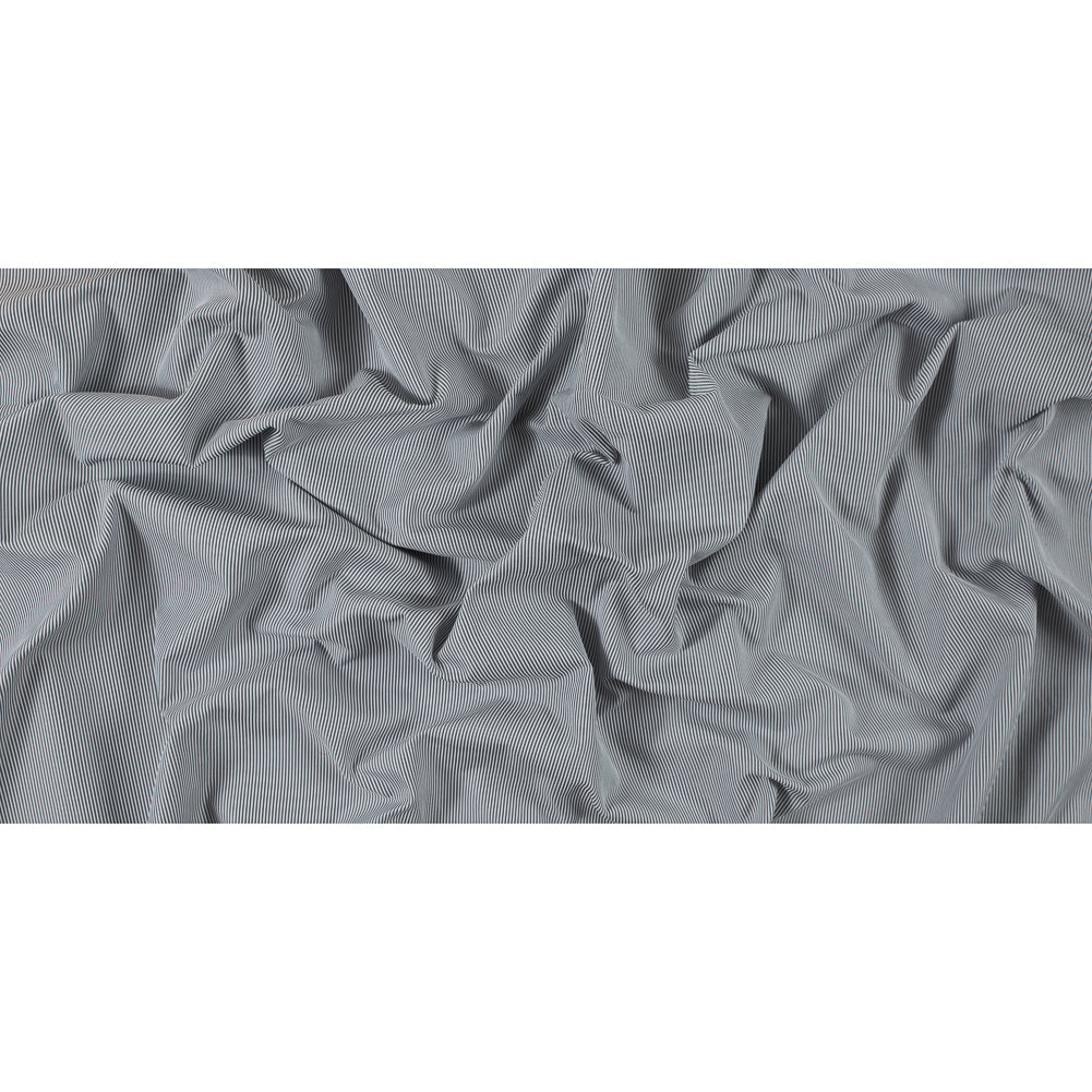 White and Cool Gray Striped Polyester Woven