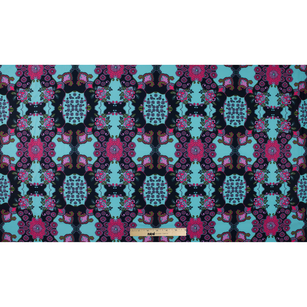 Pink and Green Floral Polyester Jersey