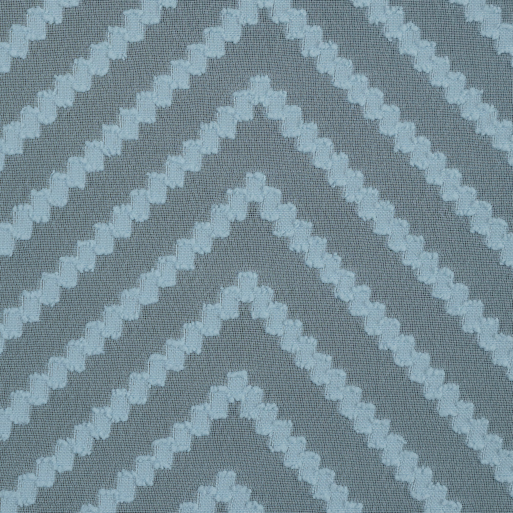 Light Pond Blue Chevron Burn-out Polyester Chiffon