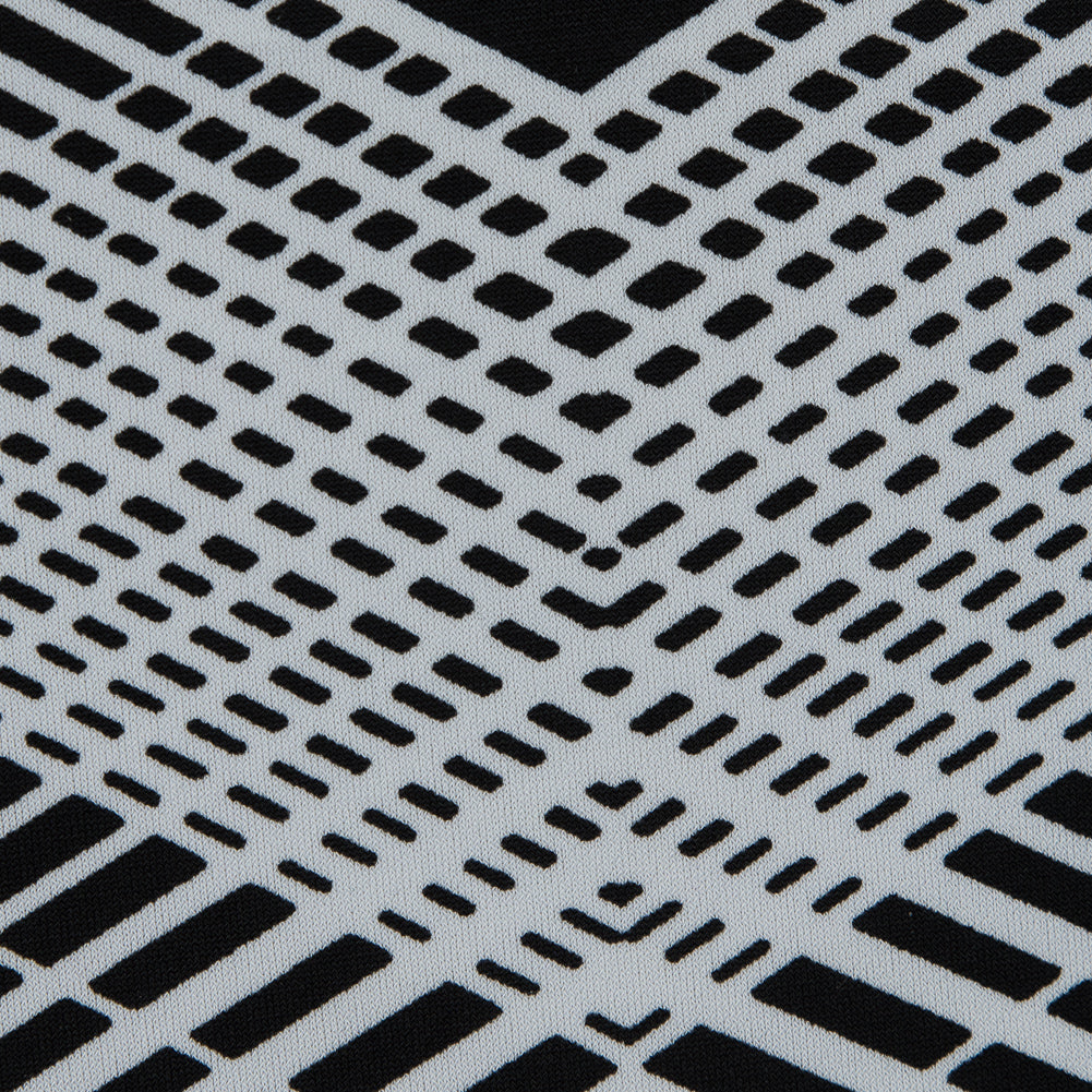 Black and White Geometric Polyester Jersey