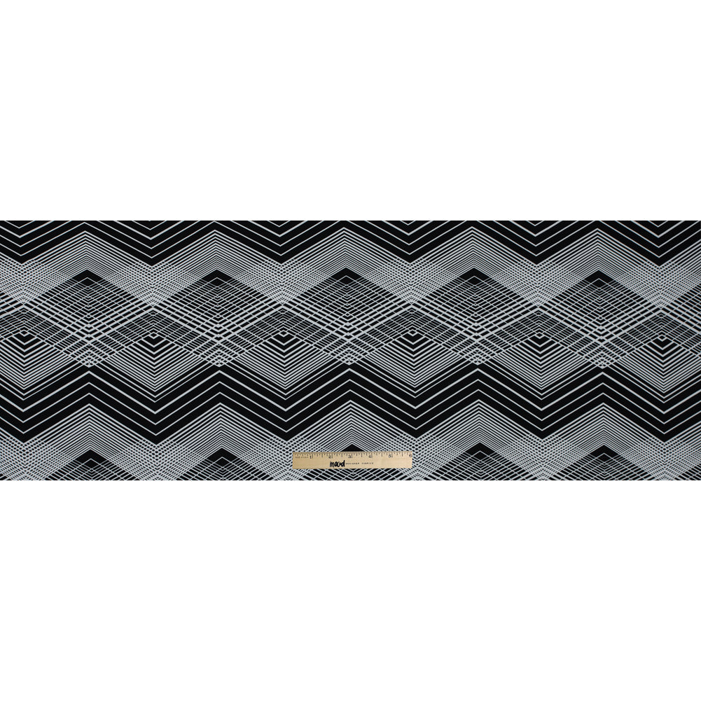 Black and White Geometric Polyester Jersey